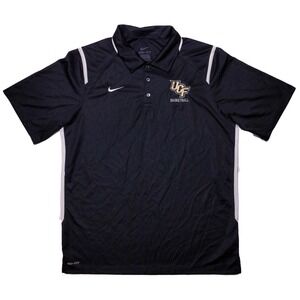 NIKE UCF Knights Basketball Short Sleeve Polo Shirt Black Large L